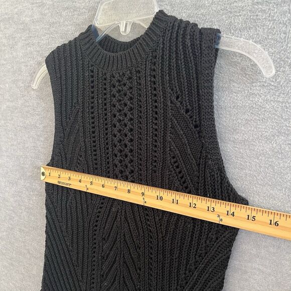 Banana Republic Sleeveless Open Stitch Sweater Sz M Preppy Coastal Capsule Black - Picture 10 of 15